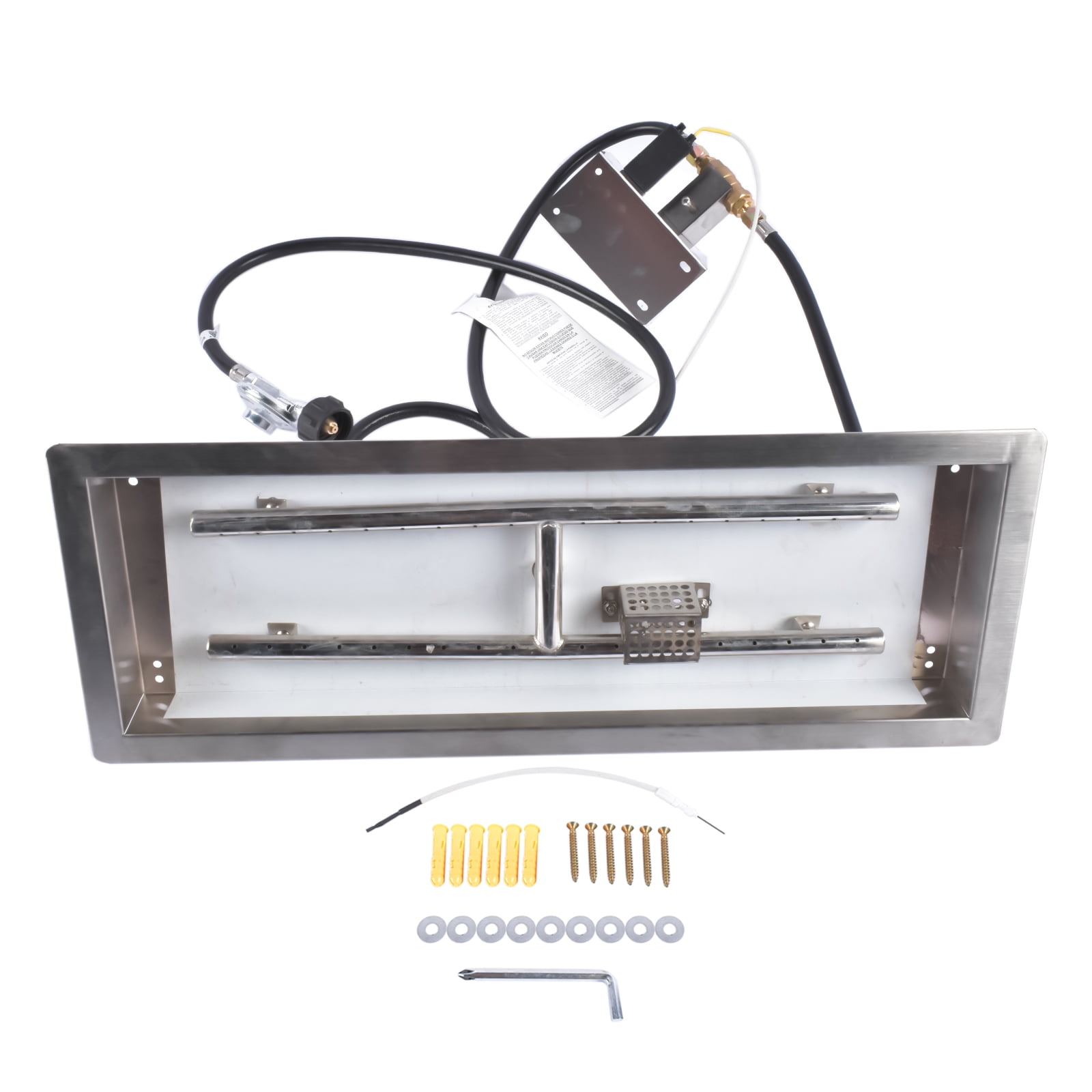 24x8 Inch Stainless Steel Rectangular Fire Pit Burner Pan Kit for Indoor & Outdoor Use