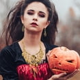 thumbnail image 2 of 1 Set Halloween Jewelry Set Skull Skeleton Exaggerated Style Adjustable Length Retro Alloy Halloween Party Performance Hanging Earrings Necklace Set, 2 of 8