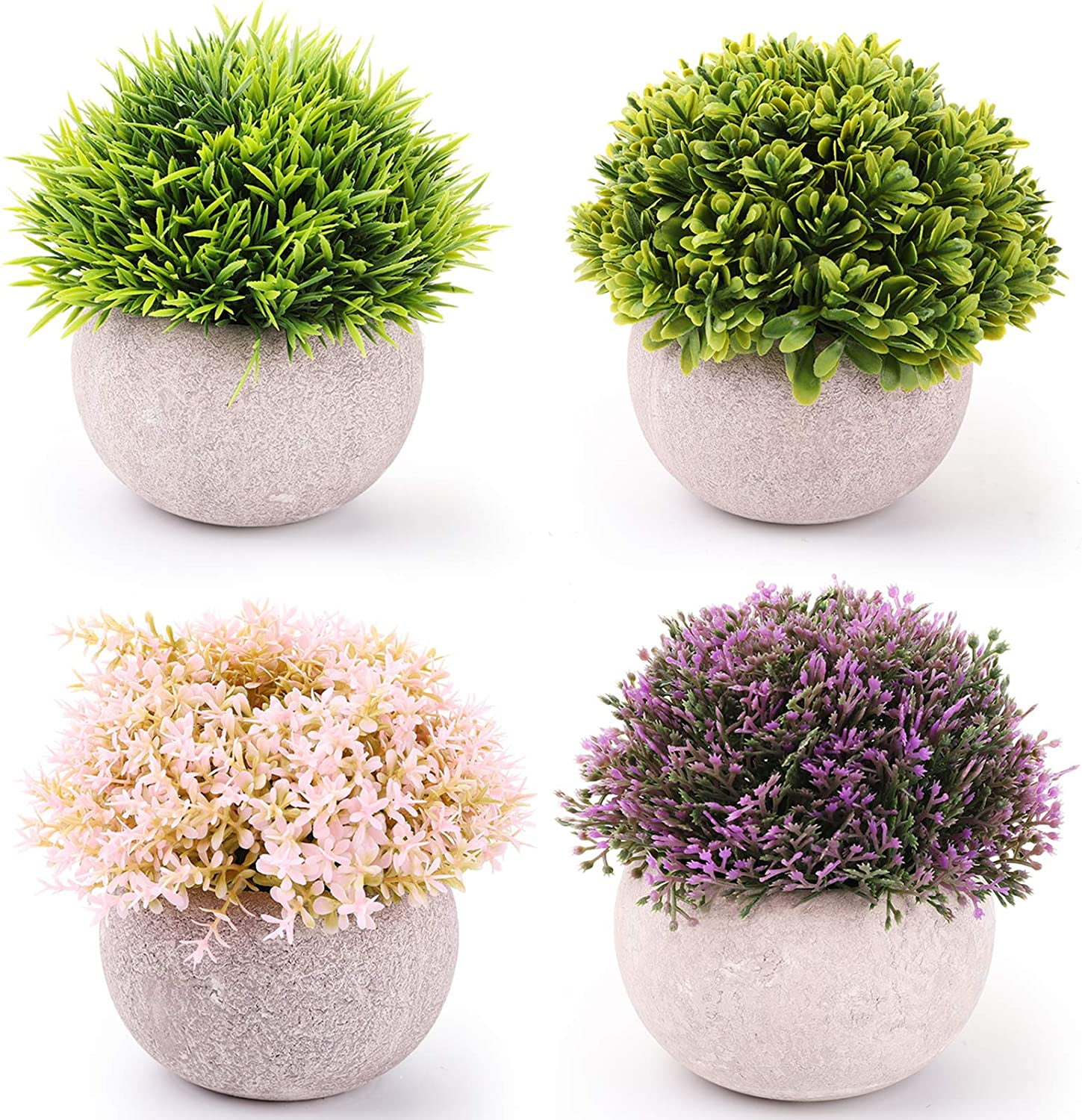 Set of 4 Flowering Grasses Artificial Plastic Flower Plants 