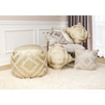 thumbnail image 5 of Pasargad Home Grandcanyon 17" Shaggy Pattern Cotton Pouf Ottoman in Ivory/Gold, 5 of 5