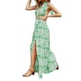 thumbnail image 4 of Kmbangi Women Backless Slit Dress Deep V-neck Sleeveless One-piece, 4 of 7