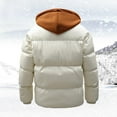 thumbnail image 5 of JUUYY Men's Down Jackets Winter Heavyweight Hooded Puffer Jacket Solid Color Zipper Coat Quilted Lined Oversized Padded Jacket White XXL, 5 of 8