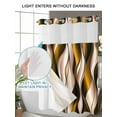thumbnail image 4 of No Hook Cloth Fabric Shower Curtain with Snap in Liner, Brown Striped Ombre Waterproof Shower Curtains Set with See Through Top Window, Modern Brown Moire Geometric Bath Curtains Shower 36"x72", 4 of 6