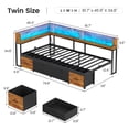 thumbnail image 4 of AOGLLATI Twin Size Daybed with 6 Drawers & Bookcase Storage - 14 Inch Metal Platform Bed with Charging Station & LED Lights, Black & Vintage Brown, 4 of 9