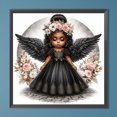 thumbnail image 3 of Pintura de diamante 5D DIY, taladro redondo completo, kit de niña ángel, decoración del hogar, 40x40cm, negro, 3 of 9