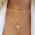 thumbnail image 3 of MISS RIGHT Dainty Layered Initial Necklaces for Women Trendy, 14K Gold Plated Paperclip Chain Necklace Cute Hexagon Letter Pendant Initial Choker Necklace Gold Layered Necklaces for Women, 3 of 5