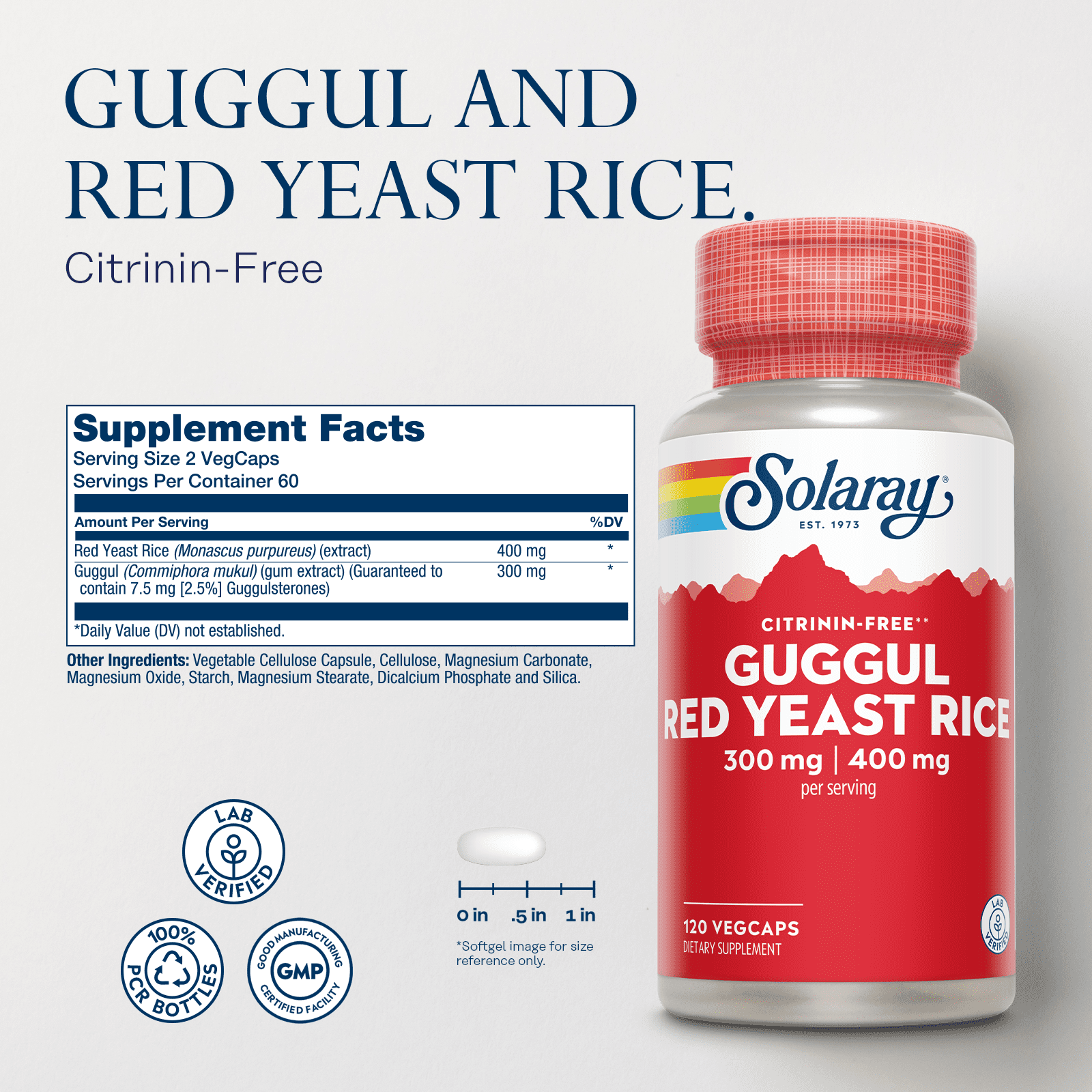 Solaray Guggul Gum Extract & Red Yeast Rice | Healthy Cardiovascular Function Support | Ancient Chinese Medicine & Ayurvedic Medicine Combo | 120ct