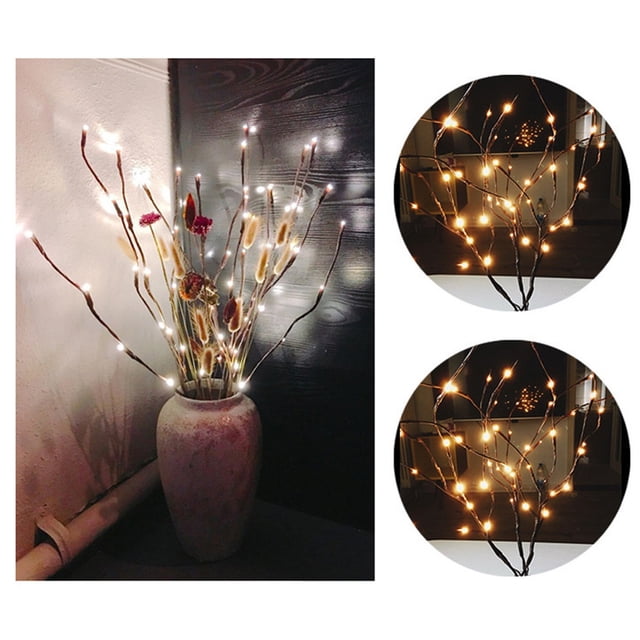 Xihbxyly Lámpara Led Cálida de Rama, 20 Bombillas, Luces Florales Brillantes, Funciona con Pilas, Decoración de Jardín y Hogar, Perfecta para Fiestas de Navidad, Año Nuevo o Bodas, 27 Pulgadas de Lar