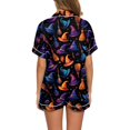 thumbnail image 3 of Women’s Halloween Pumpkin Print Pajama Set, Short Sleeve Button Down Top and Shorts, Soft Sleepwear Loungewear, 3 of 4