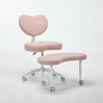 thumbnail image 3 of Lisonu Plus Size Cross Legged Office Chair, Pink Teddy Fabric Criss Cross Desk Chair with Swivel Stool & Lumbar Support, Flexible Active Sitting Meditation Chair for Home Office, 300 lbs Capacity, 3 of 26