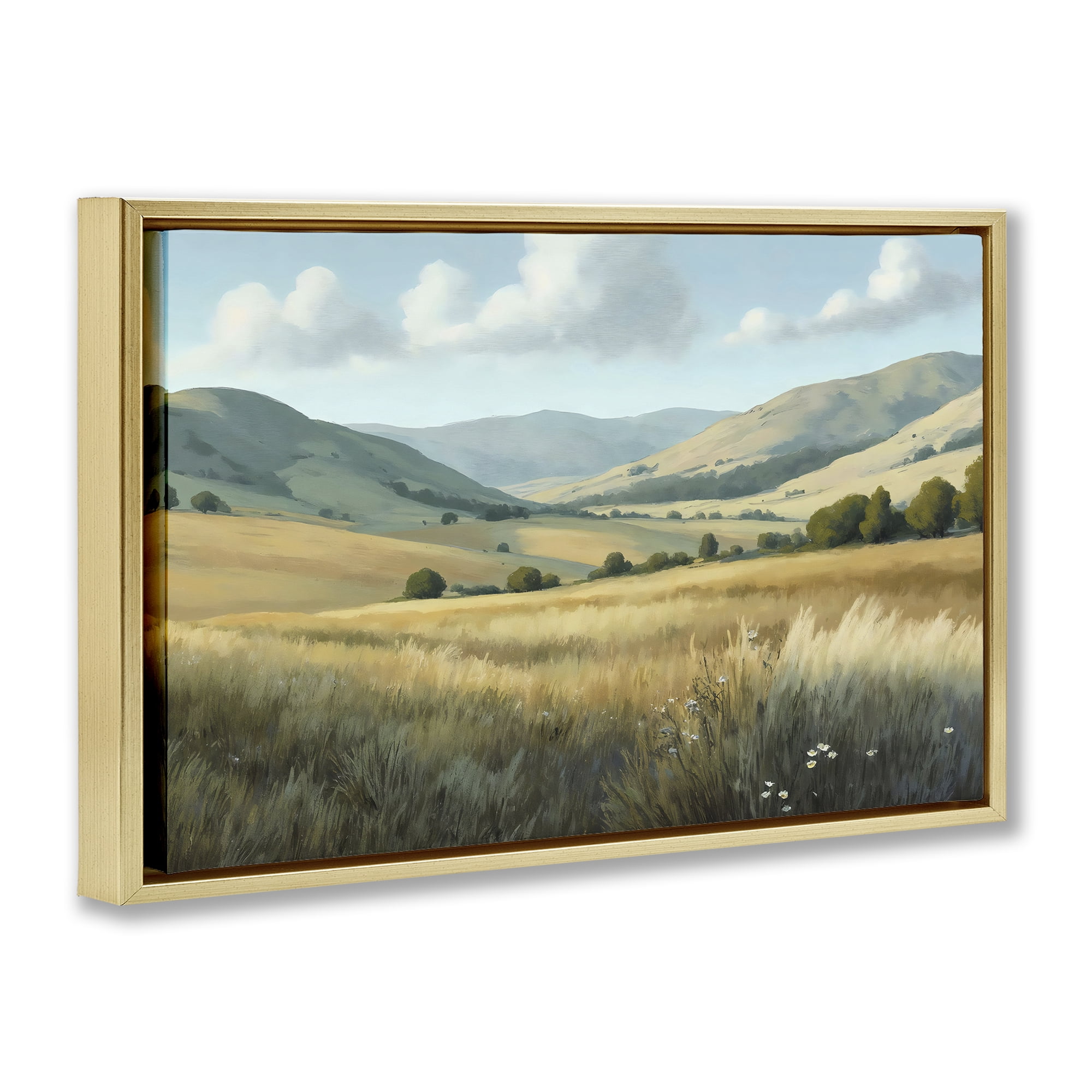 Stupell Industries Rolling Hills at Golden Hour Gold Framed Floater Canvas Wall Art, design by Creative Studio