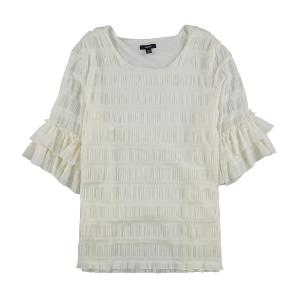 Alfani Blusa con volantes texturizados para mujer, blanco roto, grande