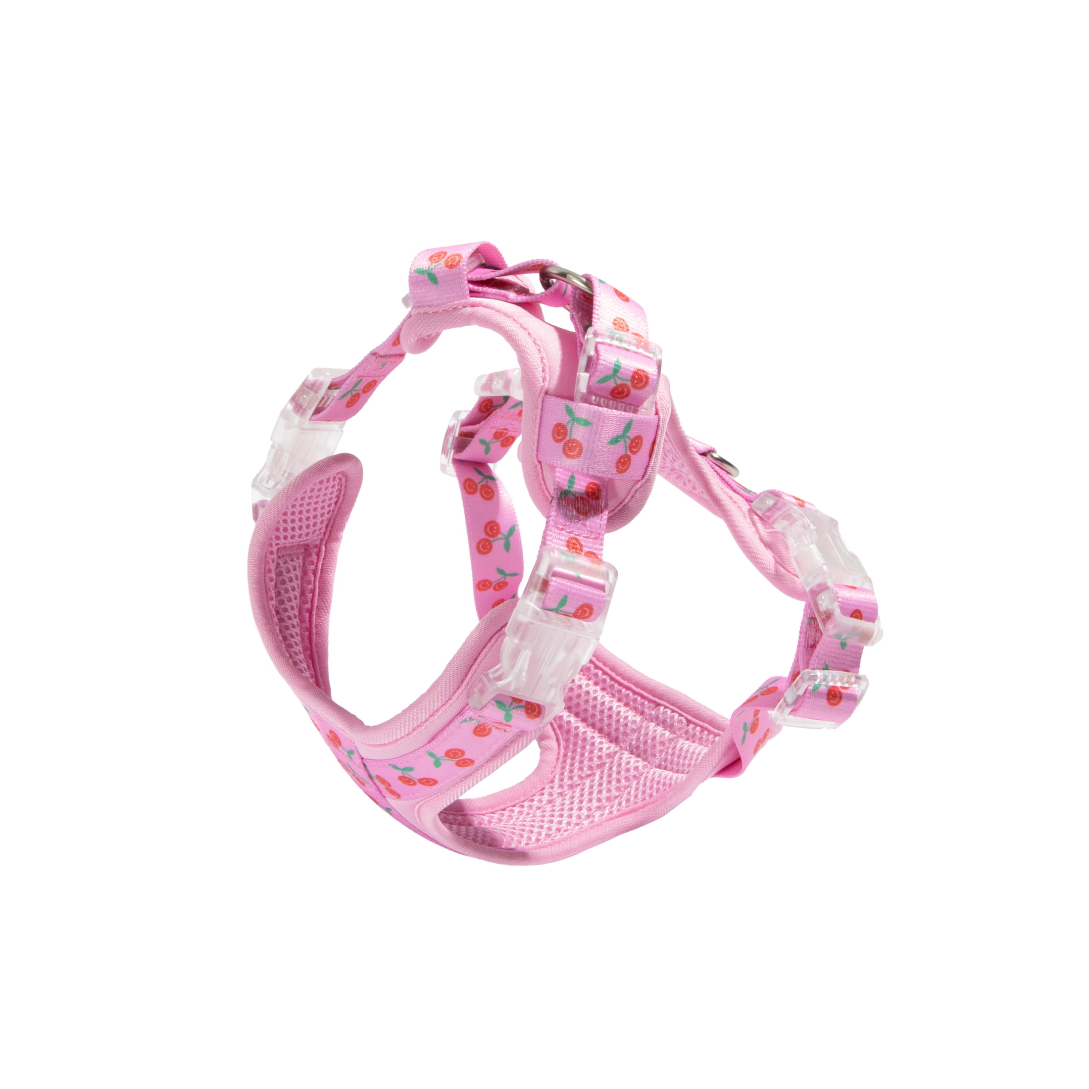 Oodles Cheeky Cherry Adjustable Mesh Dog Walking Harness, Pink, Large