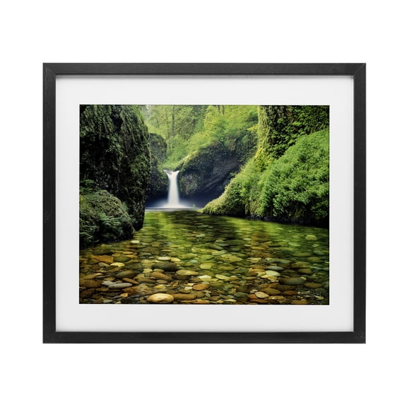 Stupell Industries Southwestern Punchbowl Falls in Emerald Forest Black Framed Print Under Glass, 16 x 13, by Dennis Frates