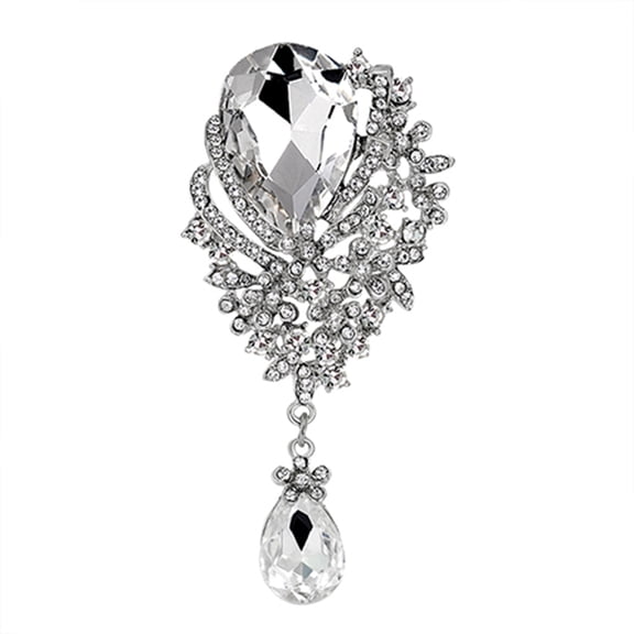 Ayyufe Brooch Pin Big Rhinestone Hollow Design Alloy Engagement Brooch for Women