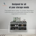 thumbnail image 2 of Open Box Sturdis Modern Cushioned Shoe Storage Bench with Adjustable Shelves, White, 2 of 12