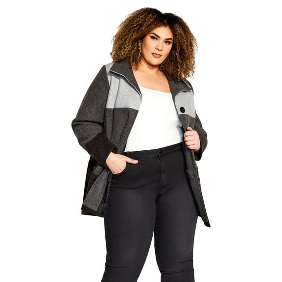 Avenue Women's Plus Size Color Block Stripe Jacket