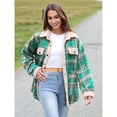 thumbnail image 4 of Chaqueta de Franela A Cuadros con Botones, Estilo Casual, Larga, con Bolsillos, Ideal para Otoño. Verde XL, 4 of 8