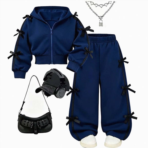 Enyan Kids Clothes Girls 2-Piece Outfits Long Sleeve Sweatshirt & Wide Leg Pants Set