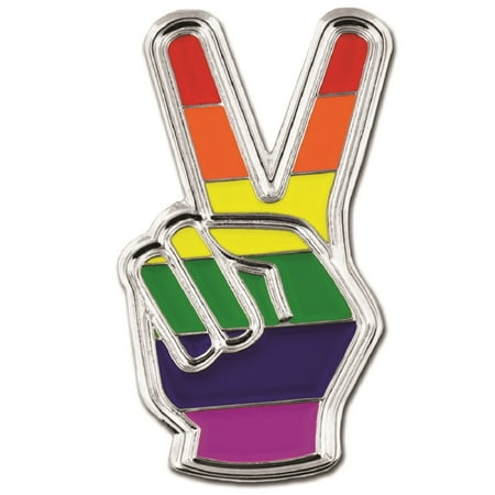 Patrick Lapel Pin - Gay Pride Peace Sign Finger LGBT Enamel Lapel Pin