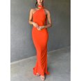 thumbnail image 3 of Mialoley Robe Longue pour Femmes, Sans Manches Col Halter Ajustée Robe Cocktail Robe d'Été pour Fête, 3 of 6