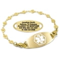 thumbnail image 1 of MedicEngraved Yellow Gold Stainless Steel Custom Medical Alert Bracelet - 5mm Heart Link, 1 of 7