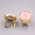 thumbnail image 2 of K-KED Solid 925 Sterling Silver Stud Women Twist Lace Pink Conch Round Earrings, 2 of 5