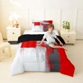 thumbnail image 4 of Homewish Red Abstract Ombre Twin Comforter Sets,Grunge Aesthetic Bedding Set,Black Reversible,2-Piece,1 Comforter and 1 Pillowcase, 4 of 7
