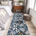 thumbnail image 4 of 2'x6' Rug Runners for Hallways Kitchen, Blue White Leaves Non Slip Entryway Beside Floor Carpet Runner, Vintage Ethnic Boho Botanical Branch Washable Laundry Room Bedroom Throw Rugs Mat, 4 of 8