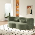 thumbnail image 3 of CQSXDA Modern Convertible Floor Sofa with 2 Pillows in Corduroy Fabric, 15 Inch Twin Size Foam Sleeper Bed No Assembly Required Sofa, Green, 3 of 13