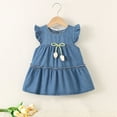 thumbnail image 2 of THDHVS Girls Denim Dress,Baby Dress,Toddler Girl Short Ruffle Sleeve Jean Birthday Party Dresses Blue 24-36 Months, 2 of 8