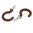 thumbnail image 2 of Unique Bargains 7/8 Inch Plastic Coated Screw-in Open Cup Ceiling Hooks Hangers Brown 15pcs, 2 of 2