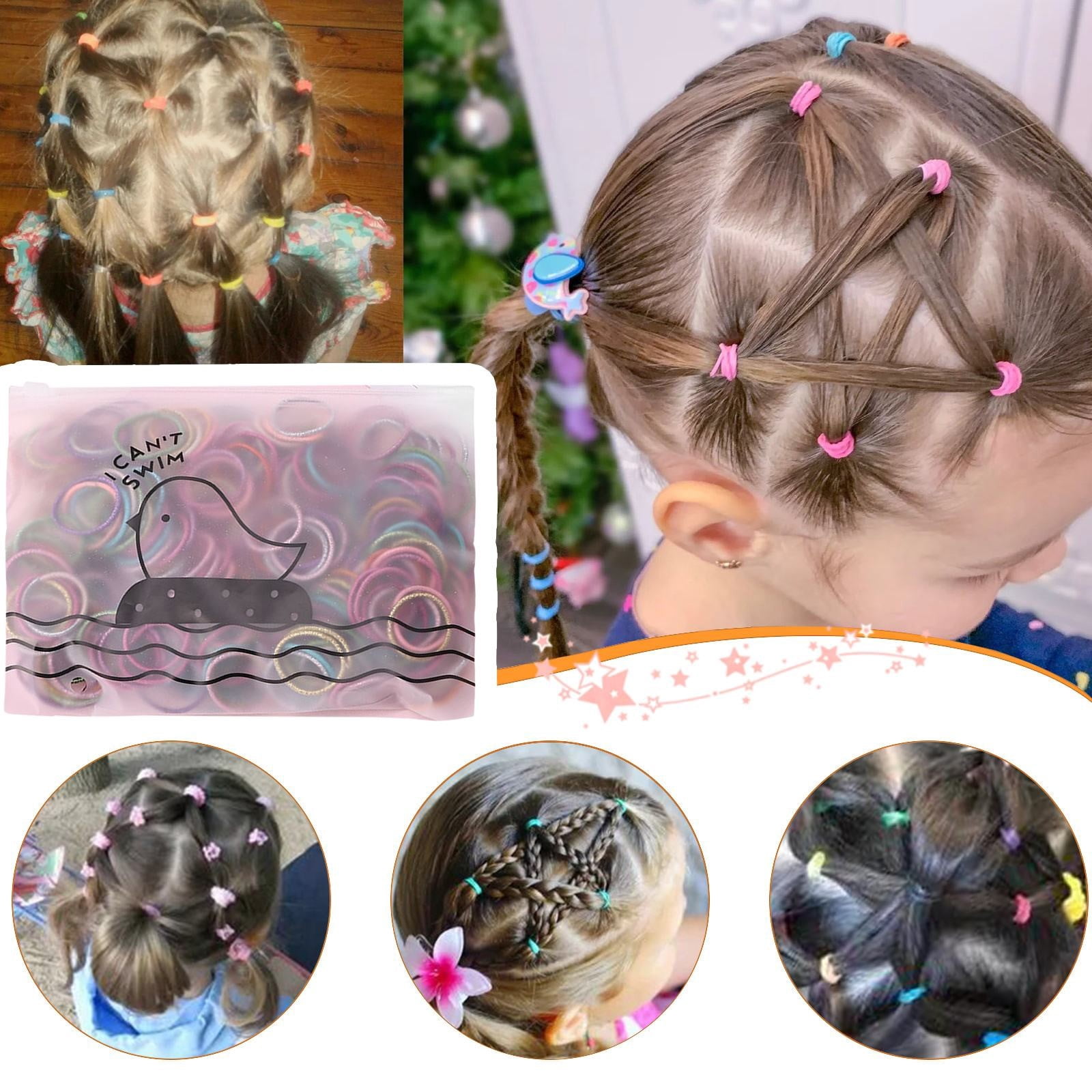 Elastic Bands for Hair Small Hair Elastics And Clear Girls Rubber Bands Hair No Damage Pin The Tale on The Cat Blond Hair Elastic Bands Soft Seamless Hair Ties Easy Hair Bun Hair Hooks Fashion Rubber