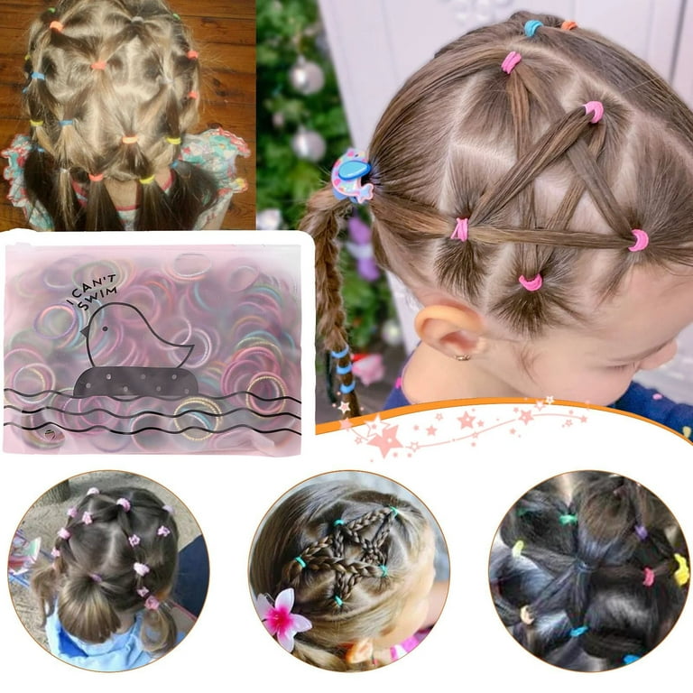 1500Pcs Mini Rubber Bands Soft Elastic Bands for Kid Hair Bands Ties Women  Fashion Girls Braids Hair-multicolor with black comb