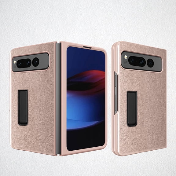 TECH CIRCLE Case for Google Pixel Fold (2023) - Protective Leather Sturdy Cover with Foldable Kickstand, Gold