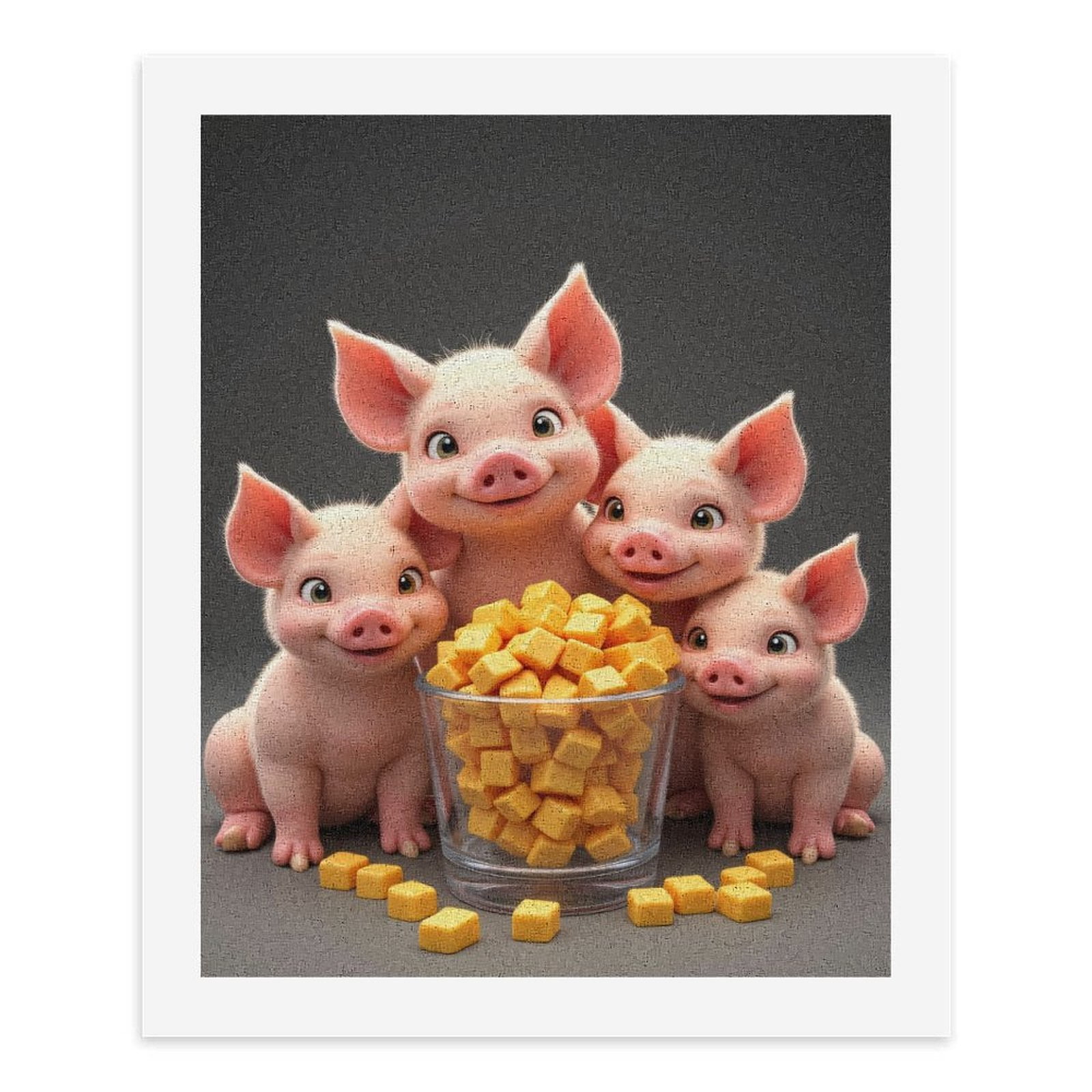 Paint By Numbers Kit for Adults Beginner - DIY Pigs With Cheese Cubes Canvas Painting Kits for Adults, Frameless Paint By Number for Adults for Home Wall Decor 16x20 Inch