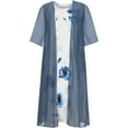 thumbnail image 3 of FASHIONWT Women Chiffon Cardigan Casual Loose Sleeveless Shirt Dress 2PCS Outfit, 3 of 4