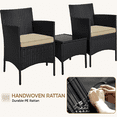 thumbnail image 6 of Yaheetech Outdoor 3-Piece Patio Rattan Chairs with Cushions and Side Table, Black/Khaki, 6 of 8