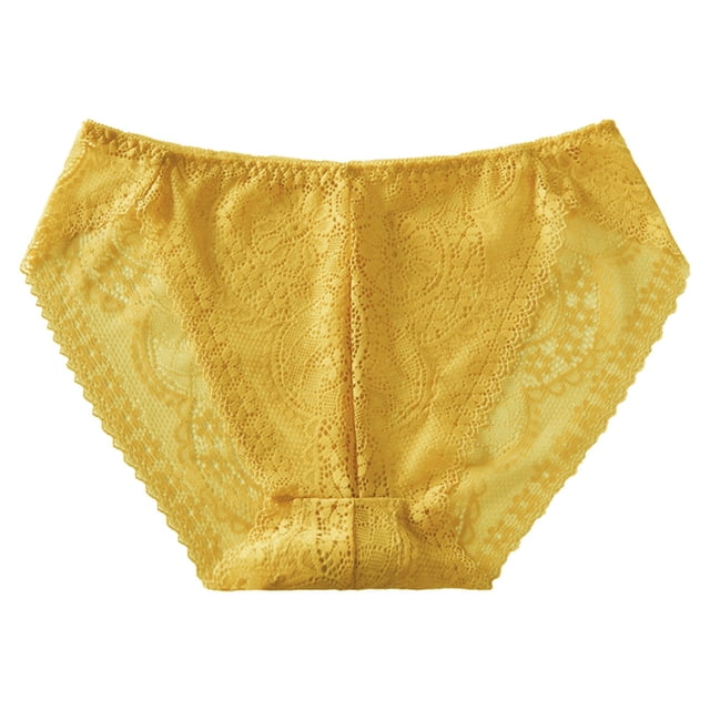 Gibobby Tangas de mujer Calzoncillos de malla de cintura para mujer Bragas de ropa interior de de algodón de color sólido(Amarillo,Talla única)