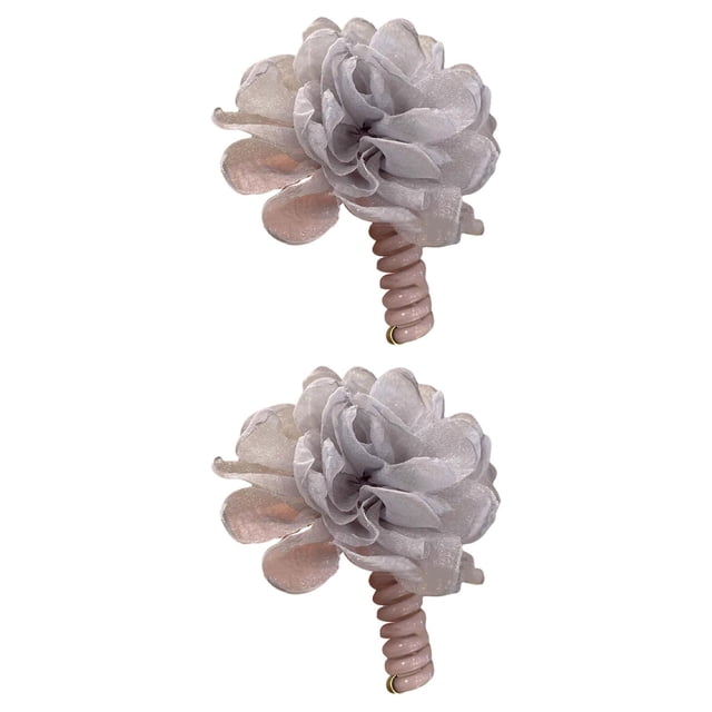 2 piezas Bandas para el cabello de flores Bobina de cabello espiral elegante para el favor de la fiesta de cumpleaños gris