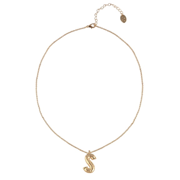 Time and Tru Goldtone Hammered Initial "S" Pendant Necklace