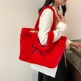 thumbnail image 4 of Bolso Hobo Holgado Con Lazo Lana Cordero Hombro Portátil Gran Capacidad Ins () Rojo, 4 of 9