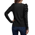 thumbnail image 5 of NFTOEIULA Women Crew Neck Buttons Puff Long Sleeve Tunic Shirt, 5 of 7