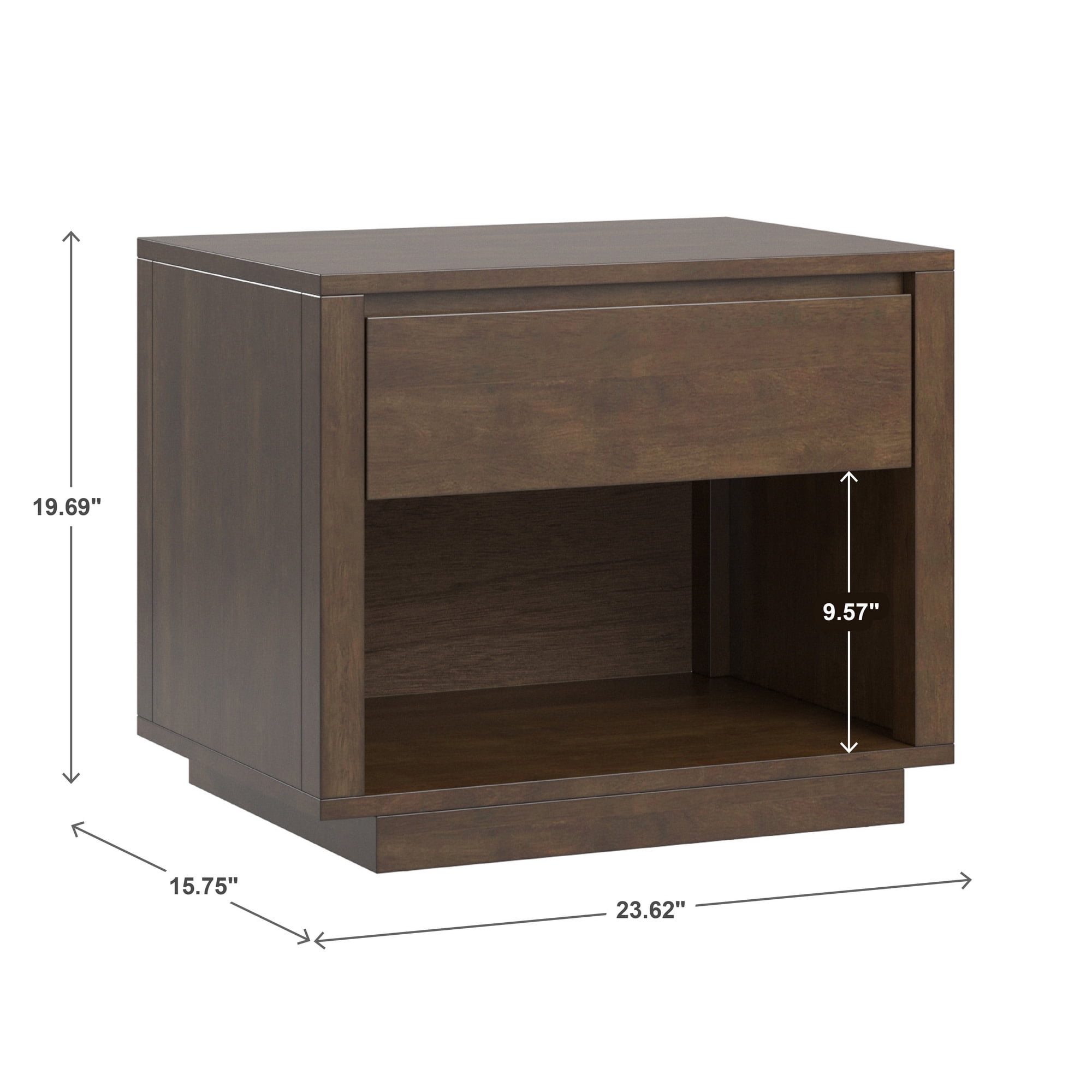 Weston Home Potrero Danish-Inspired Modern 1-Drawer Nightstand, Walnut Finish