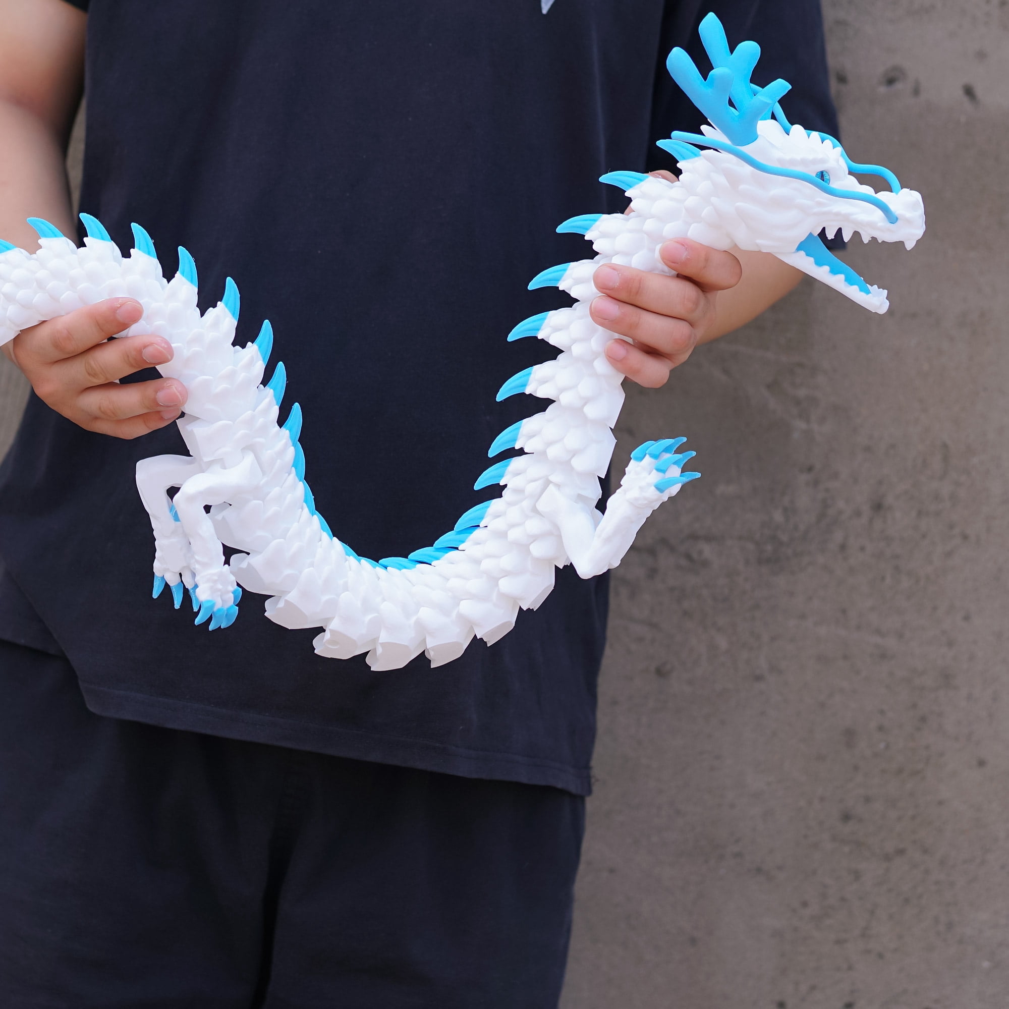 47.5inch 3D Printed dragon,Flexible Joint Animal lacertid Figurines,Realistic Eyes, Home Office Decor,Fidget Toy for Adults Teens Boy Festival Gifts