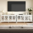 thumbnail image 2 of CozyHome 63" Carved Buffet Cabinet with Mirrored Door, Modern Console Cabinet with Storage and Adjustable Shelves, Wood Media Cabinet for Entryway, Living Room, Bedroom, Dining Room, Bathroom (White), 2 of 9