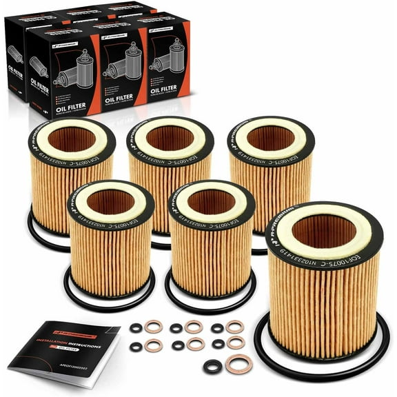 A-Premium 6-PC 10K Miles Protection Oil Filter Compatible with BMW 320i xDrive, 323i, 325xi, 328i GT xDrive, 330xi, 330Ci, 335i GT xDrive, 428i Gran Coupe, 435i xDrive, 525xi, 528i xDrive, X1, X3, X5