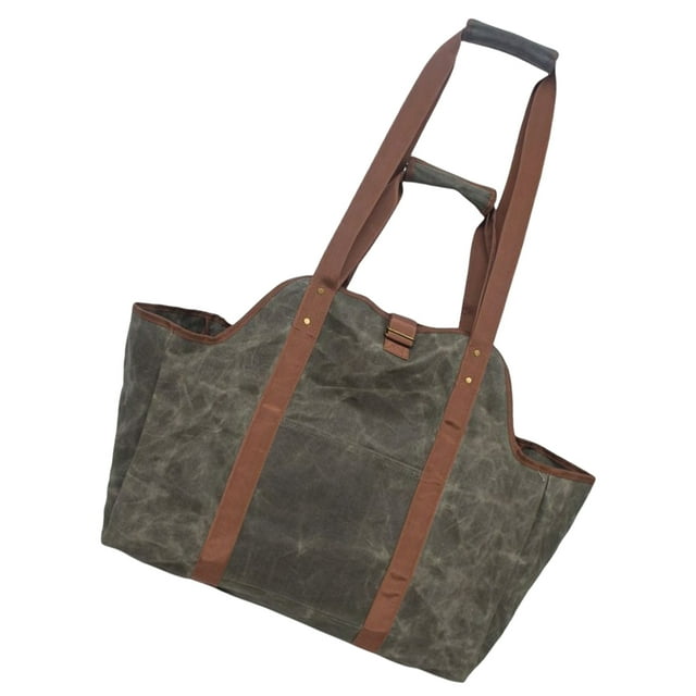 Youkk Sac Fourre-Tout en Toile Cirée Imperméable Porte-Bûches Support de Bois de Chauffage Organisateur de Rangement Extérieur Robuste Sac de Cheminée