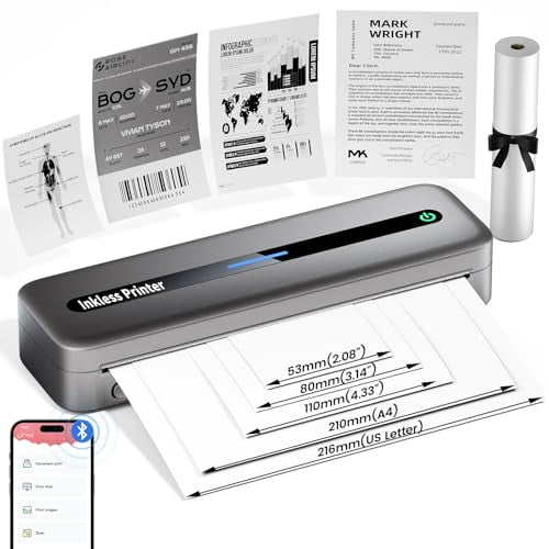 Impresoras portátiles inalámbricas Omezizy para viajes, impresora portátil inalámbrica M832, impresora térmica para computadora portátil y teléfono, compatible con viajes y negocios, compatible con pa