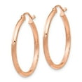 thumbnail image 2 of Primal Gold 14 Karat Rose Gold Lightweight Satin Diamond Cut Hoop Earrings, 2 of 4